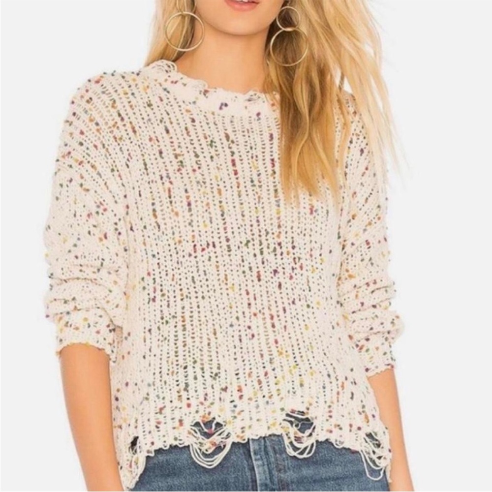 Jodifl Women’s Sweater Beige w/ Multi Colored Rainbow Specks EUC Size Small
